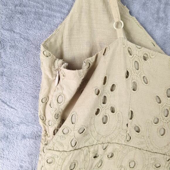 Womens Dress Medium Green Babydoll Y2K Eyelet Fairy Boho Tie Front Coquette NWT - Picture 9 of 10